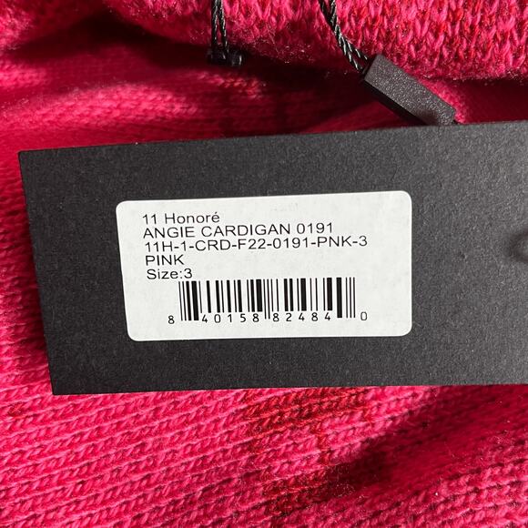 11 Honore Angie Cardigan Sweater Womens Size 3 Pink 11H Monogram Knit V-Neck NEW - Picture 7 of 13